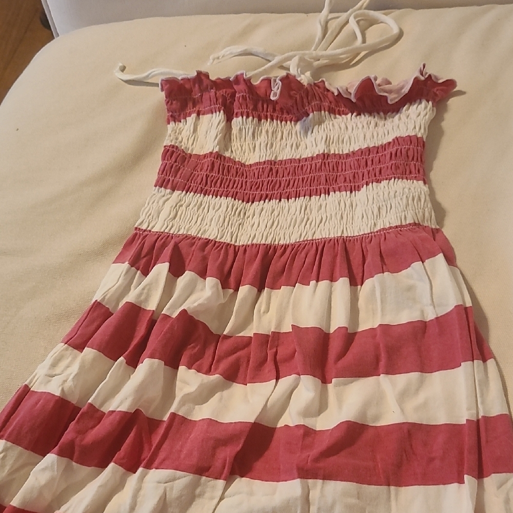 Striped Light Red and White Kids Dress